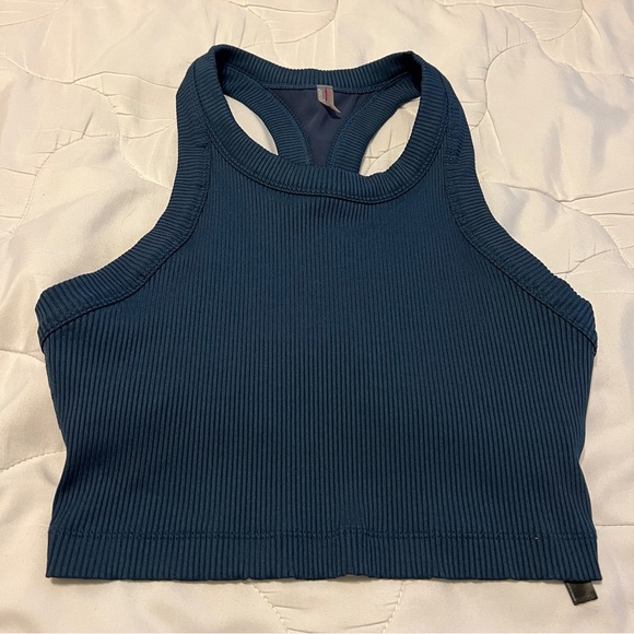 Free People Movement Game Time Blue Racerback Ribbed Cami Athletic Tank Top Sz M - Picture 5 of 14